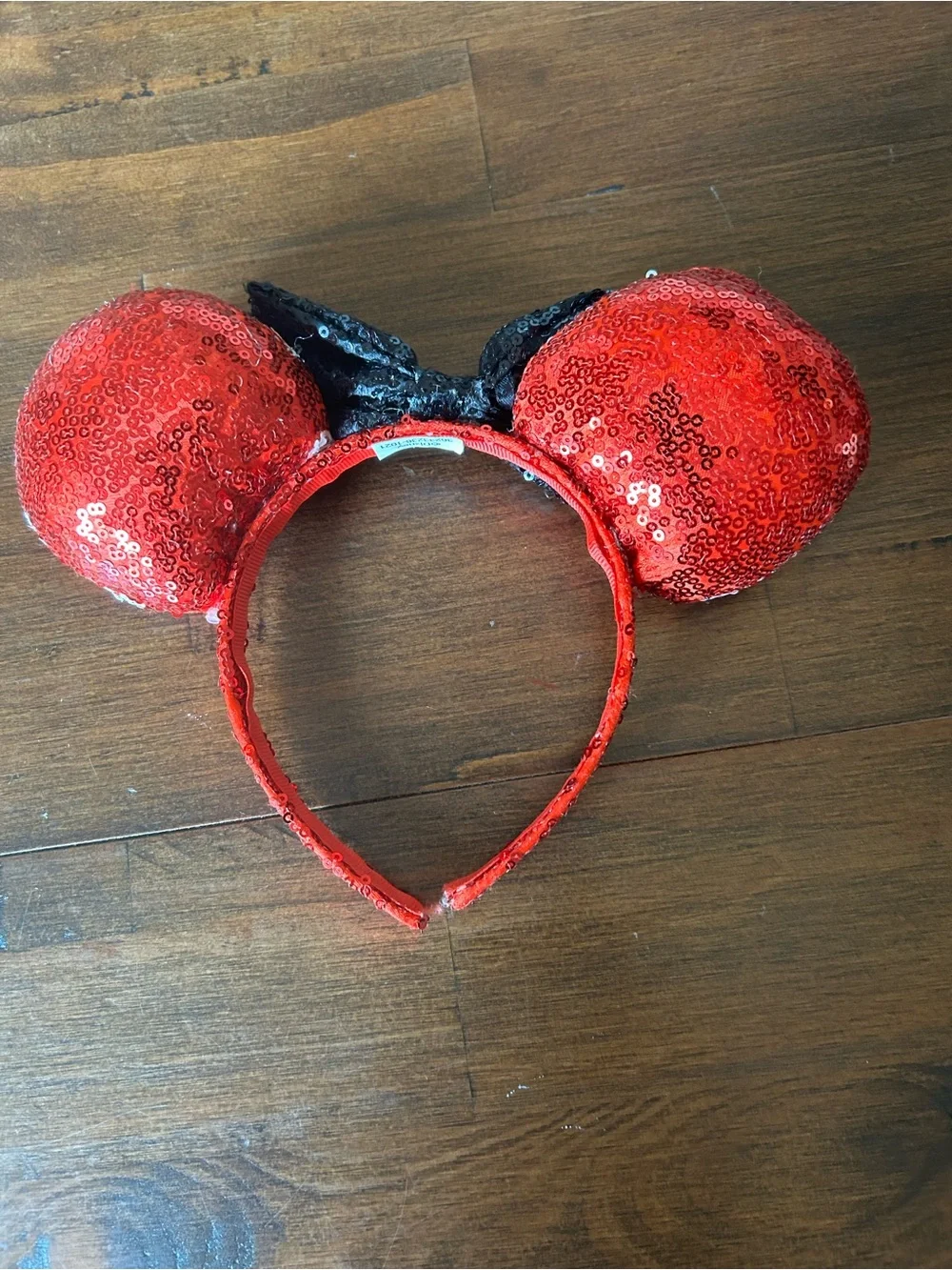 Authentic Disney Parks Minnie Mouse Red Sequin Polka Dot Ears with Black Sequin